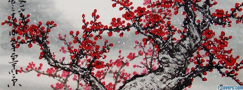 japanese art red tree Facebook Cover timeline photo banner for fb